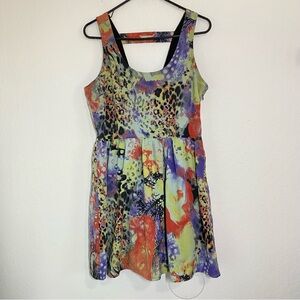 Tiffosi Women’s L Abstract Colorful Animal Print Sleeveless Midi Dress